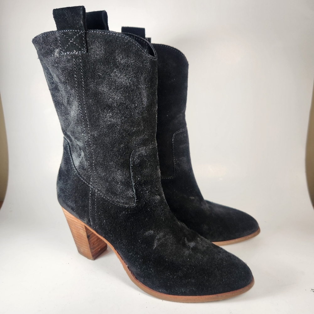 BODEN Women’s Western Boot Size 9 EU 40 Black Suede Heels - Picture 5 of 12